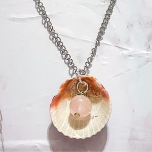 Rose Quartz Seashell Pendant Necklace